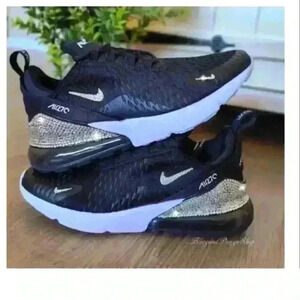 Bling Women's Nike Air Max 270 Black Sneakers made with Crystals